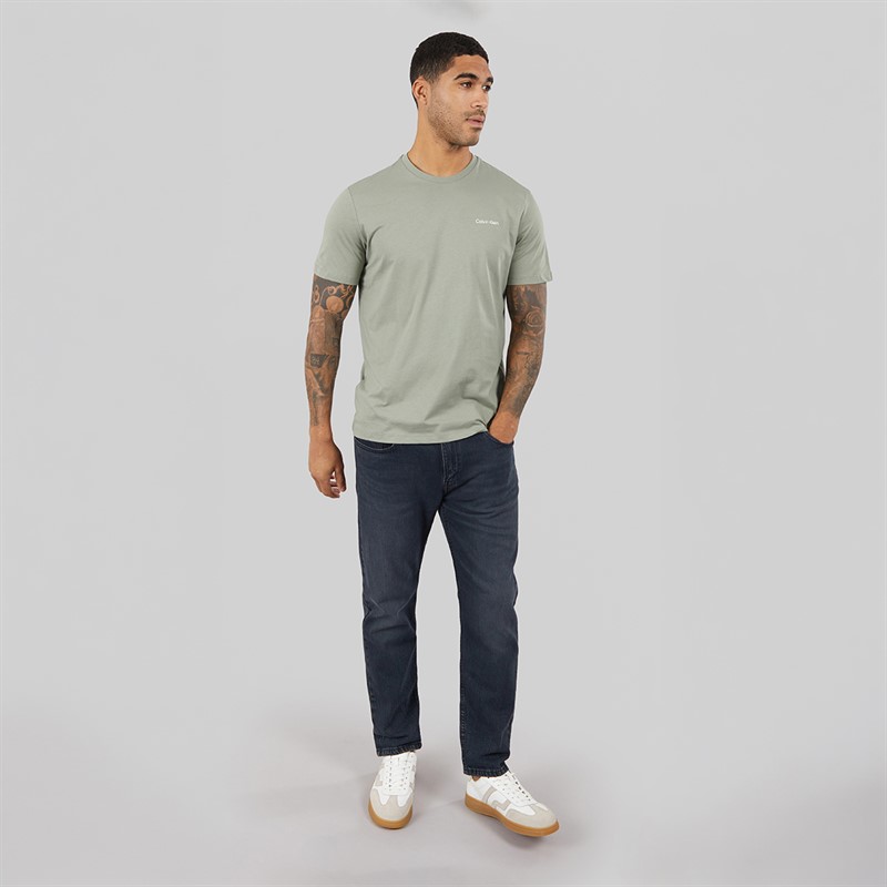 Calvin Klein Mens Short Sleeve Micro Logo Crew Neck T-Shirt Shadow