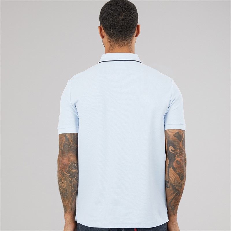 Calvin Klein Mens Short Sleeve Refined Pique Tip Polo Shirt Breezy Blue