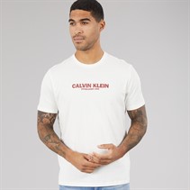 Calvin Klein Mens Short Sleeve Graphic T-Shirt White Greige