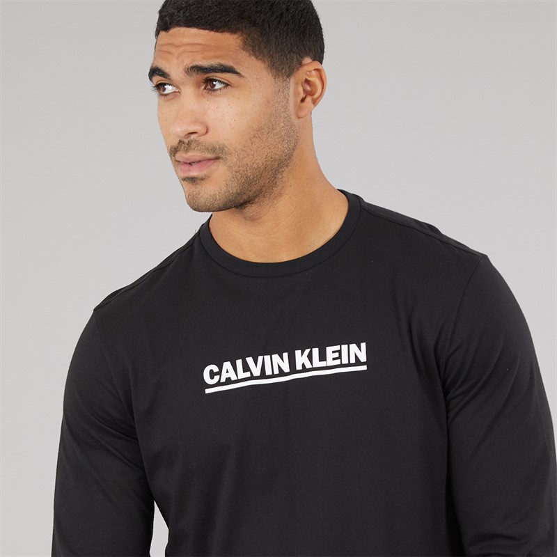 Calvin Klein Mens Long Sleeve Bold Graphic T-Shirt Black