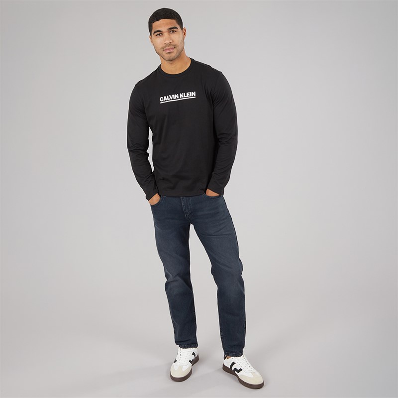 Calvin Klein Mens Long Sleeve Bold Graphic T-Shirt Black