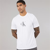Calvin Klein Mens Short Sleeve Distress Mono Graphic T-Shirt Bright White