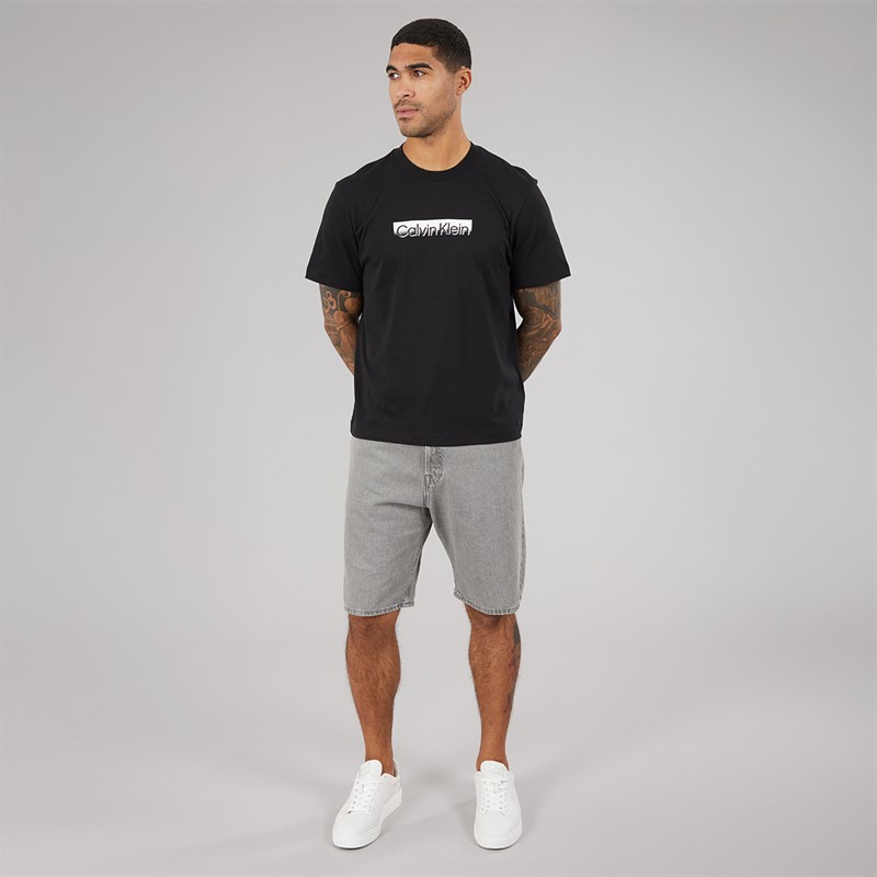 Calvin Klein Mens Short Sleeve Tonal Metallic Graphic T-Shirt Black