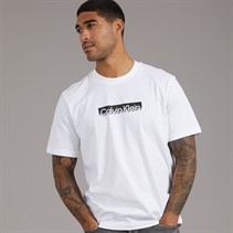 Calvin Klein Mens Short Sleeve Tonal Metallic Graphic T-Shirt Bright White