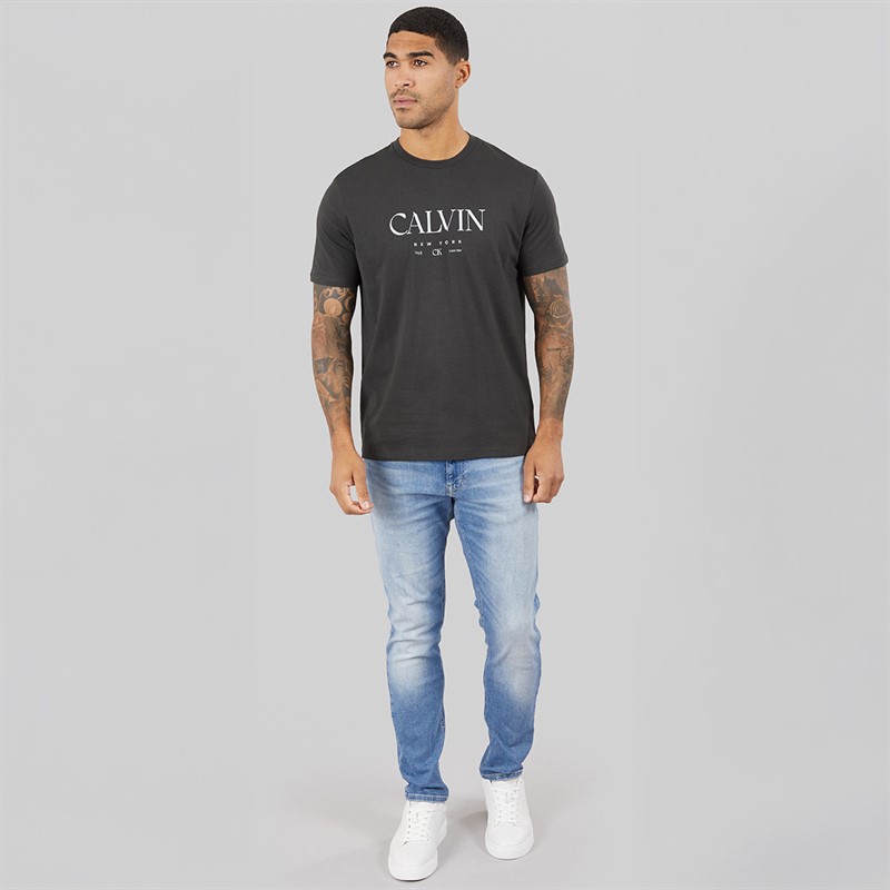 Calvin Klein Mens Short Sleeve Mono Logo Graphic T-Shirt Pirate Black