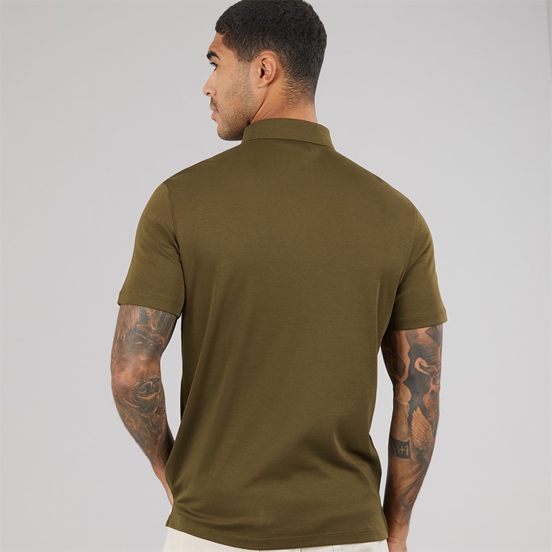 Calvin Klein Mens Short Sleeve Supima Chest Embroidered Polo Shirt Crude Green