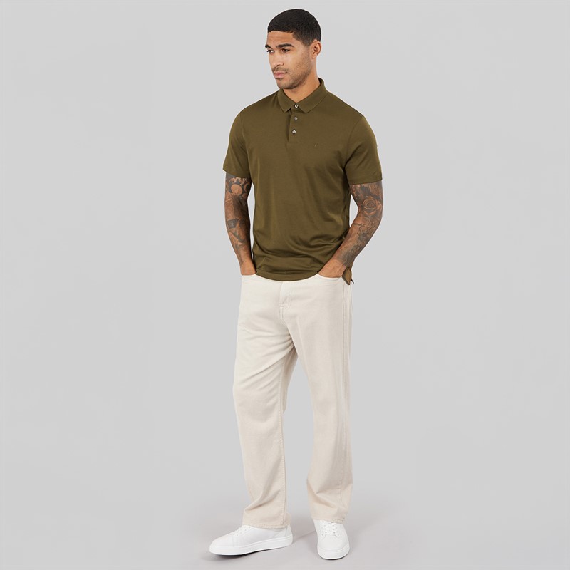 Calvin Klein Mens Short Sleeve Supima Chest Embroidered Polo Shirt Crude Green
