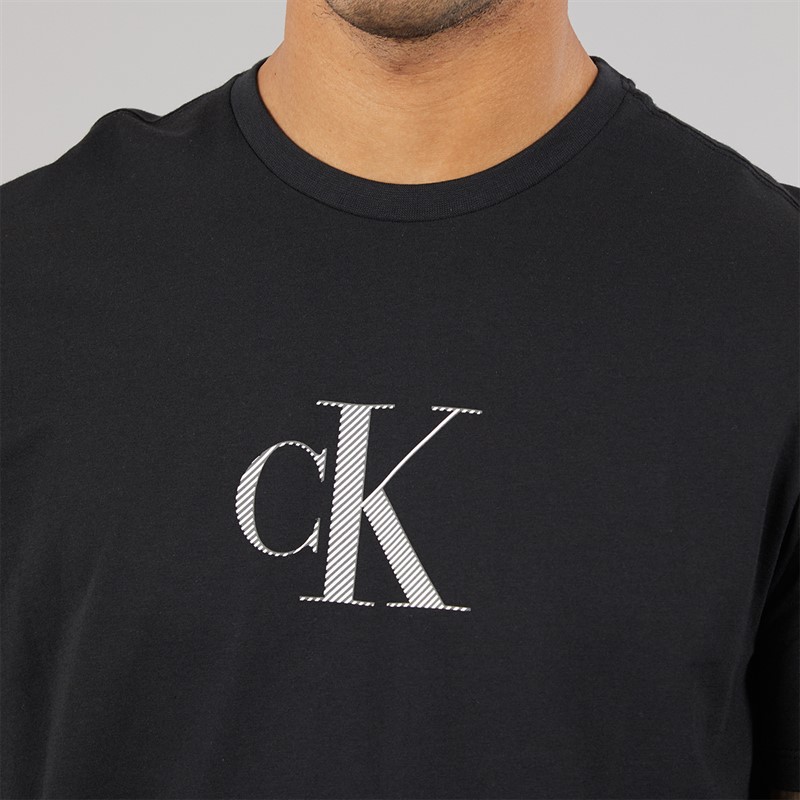 Calvin Klein Mens Short Sleeve Distress Short Sleeve Mono Graphic T-Shirt Black