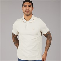 Calvin Klein Mens Short Sleeve Refined Pique Tip Polo Shirt Oatmeal