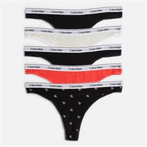 Calvin Klein Womens Five Pack Thongs Black/Black/Snow Heather/Punch P