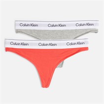 Calvin Klein Womens Two Pack Thongs Punch Pink/Grey Heather