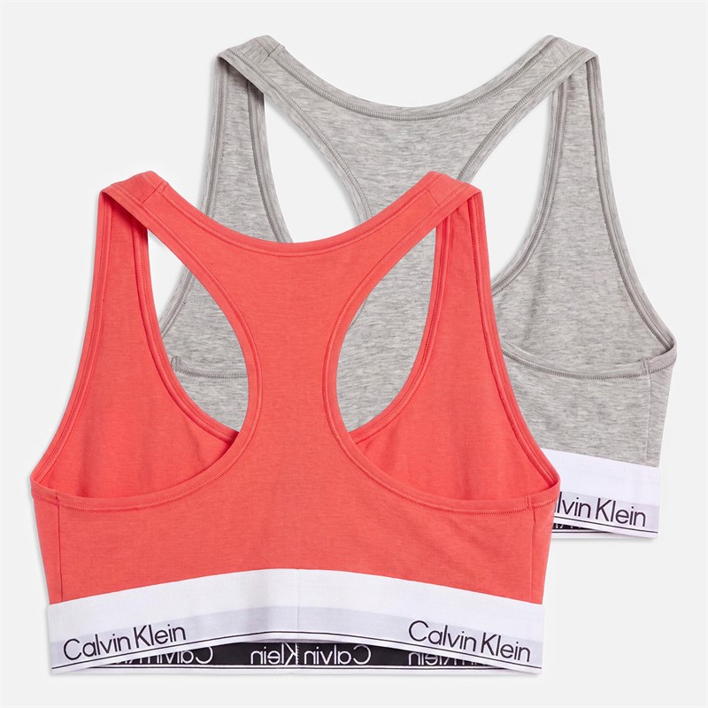 Calvin Klein Womens Two Pack Bralettes Punch Pink/Grey Heather