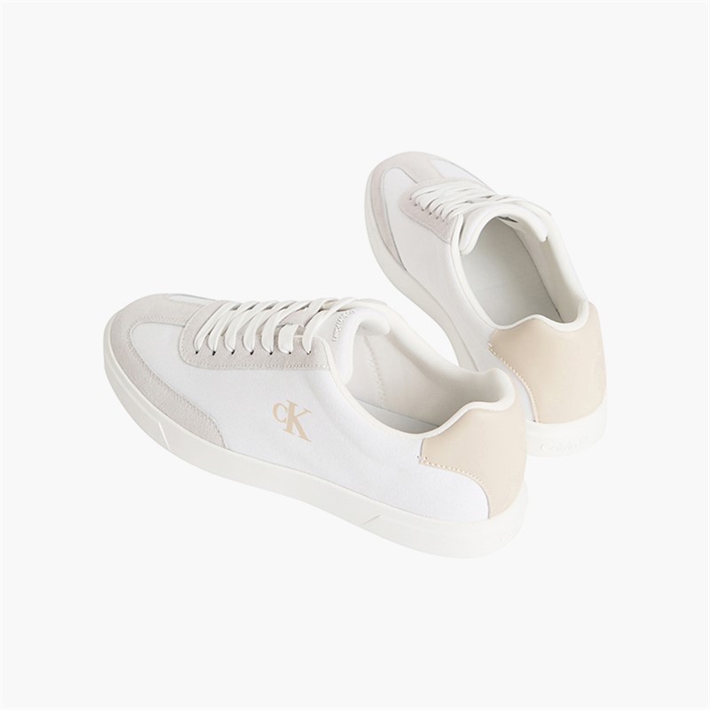 Calvin Klein Mens Low Profile Cupsole Trainers Bright White/Oatmeal