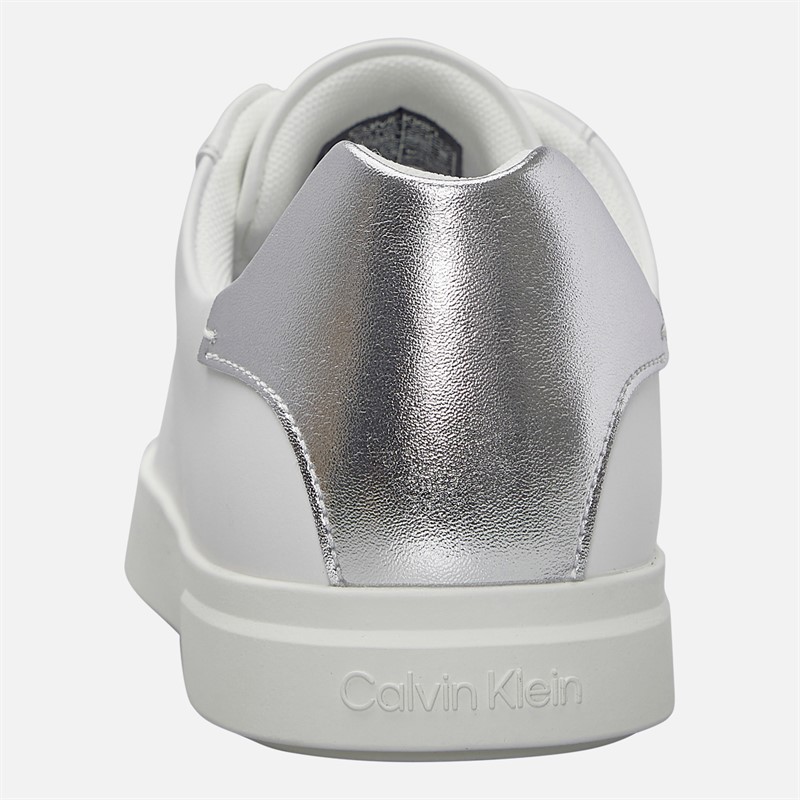Calvin Klein Womens Low Profile Cuspole Trainers Bright White/Silver