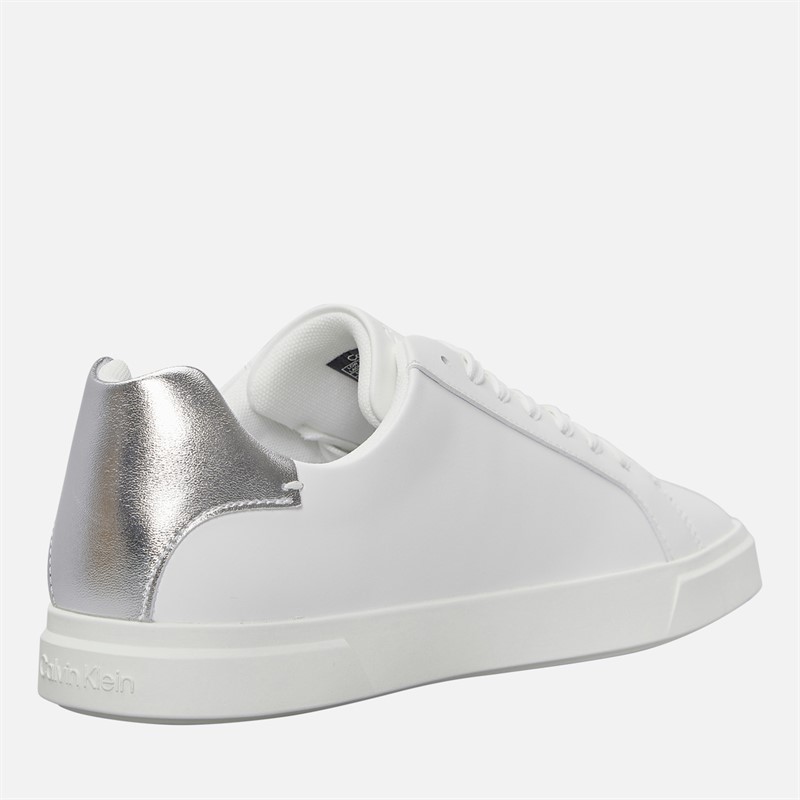 Calvin Klein Womens Low Profile Cuspole Trainers Bright White/Silver