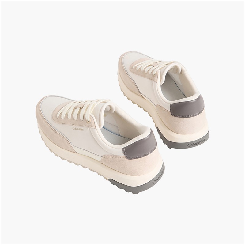 Calvin Klein Mens City Runner Trainers Feather Gray/Marshmallow/Granite