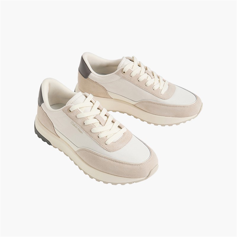 Calvin Klein Mens City Runner Trainers Feather Gray/Marshmallow/Granite