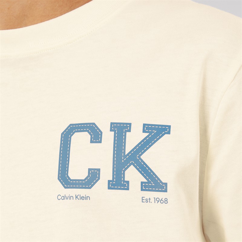 Calvin Klein Boys Chest Logo T-Shirt Vanilla Ice