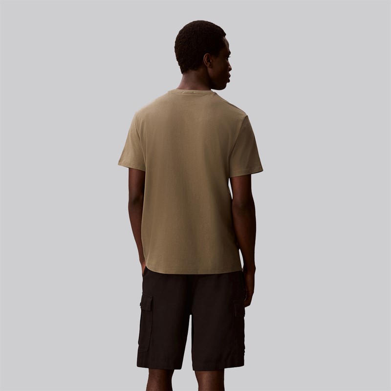 Calvin Klein Mens Micro Logo Crew Neck T-Shirt Dusty Olive