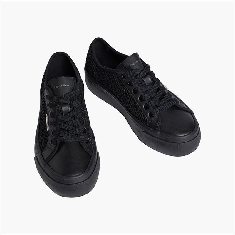Calvin Klein Mens Womens Vulc Flatform Trainers Triple Black