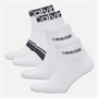 Calvin Klein Mens Logo Stripe Four Pack Quarter Socks White