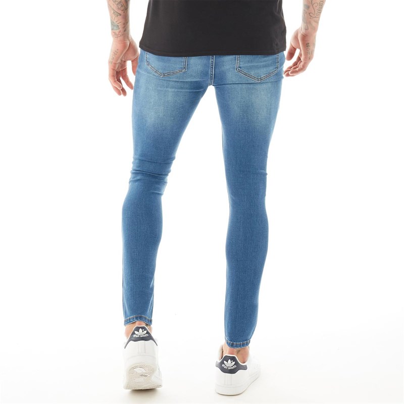 Buy Closure London Mens Ripped Skinny Fit Jeans Mid Blue Wash