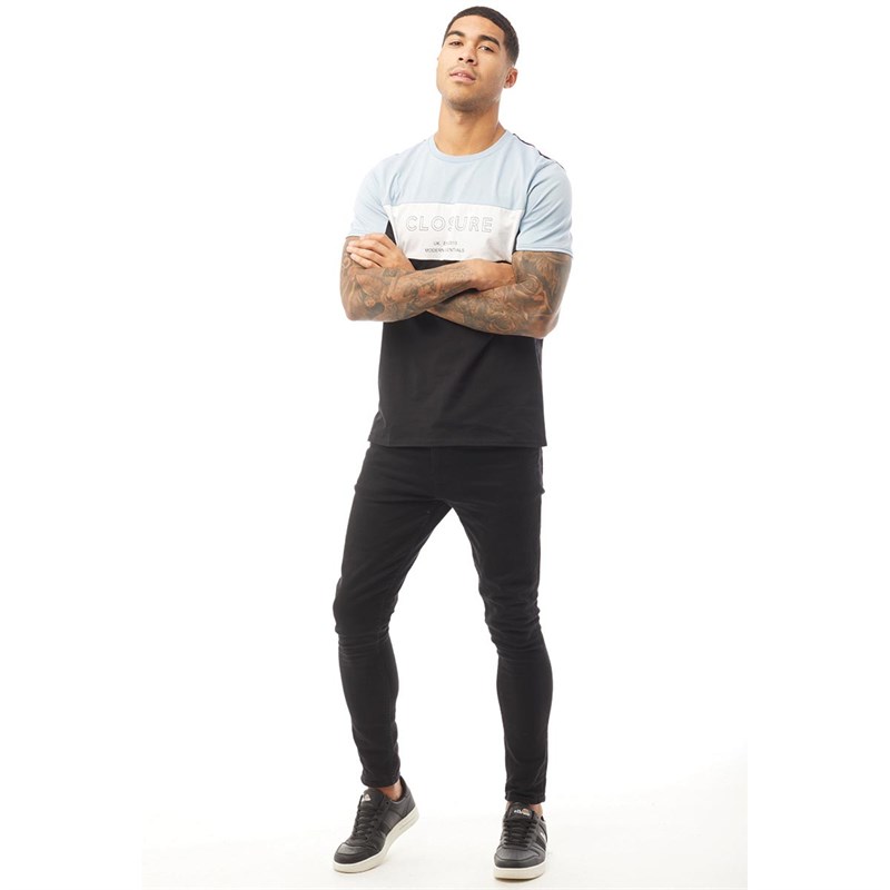 Closure London Mens Panelled Logo Block T-Shirt Black