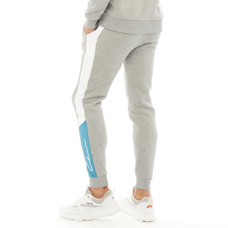 Closure London Mens Panelled Script Joggers Grey Marl