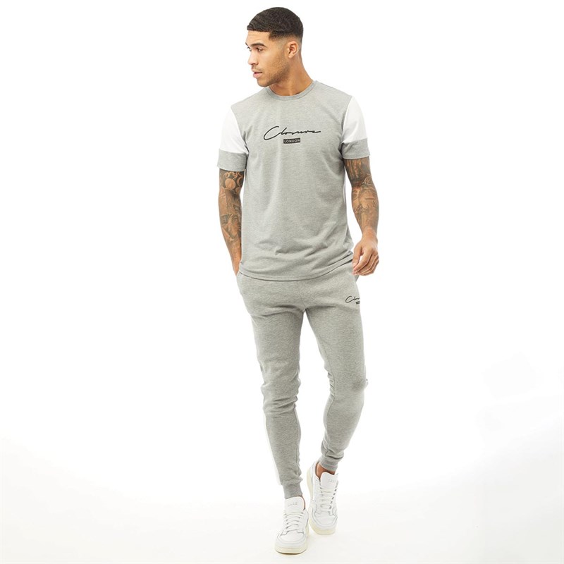 Closure London Mens London Cut And Sew T-Shirt Grey Marl