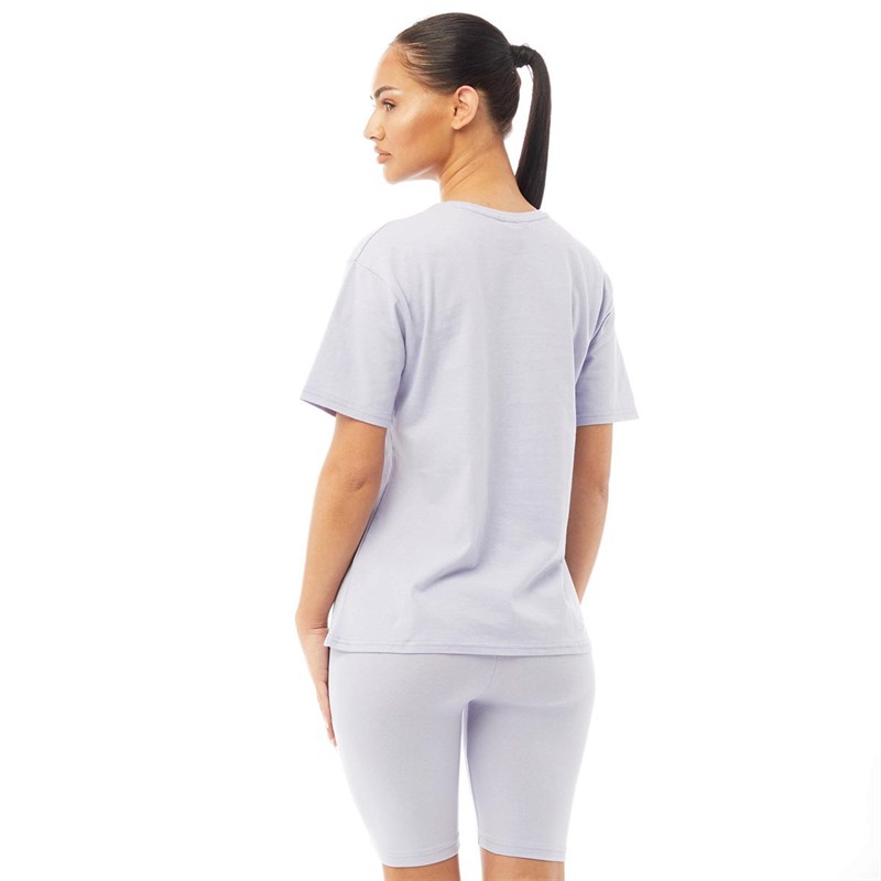 Closure London Womens Regular T-Shirt And Cycling Shorts Set Purple