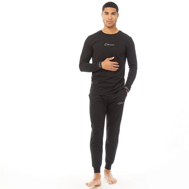Closure London Mens Signature Cuff Long Sleeve Lounge T-Shirt Black