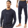 Closure London Mens Signature Band Long Sleeve Lounge T-Shirt And Joggers Set Navy
