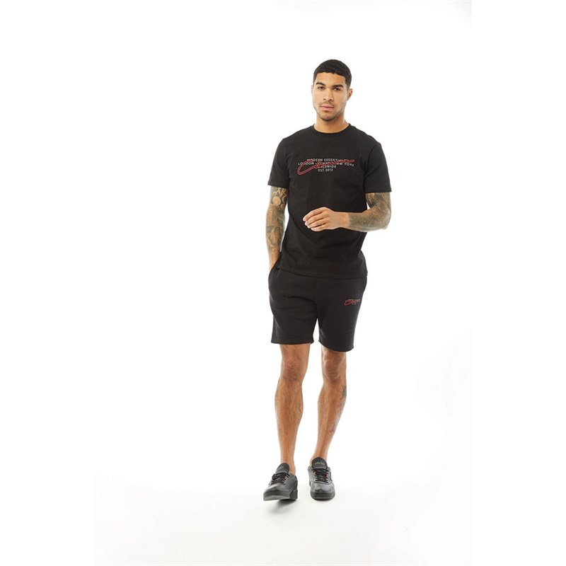Closure London Mens Worldwide Outline Script Shorts Black