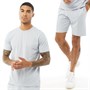 Closure London Mens Tonal Embroidery Smart T-Shirt And Shorts Set Dusky Blue