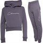 Closure London Girls Script Cropped Hoodie And Joggers Tracksuit Slate Grey