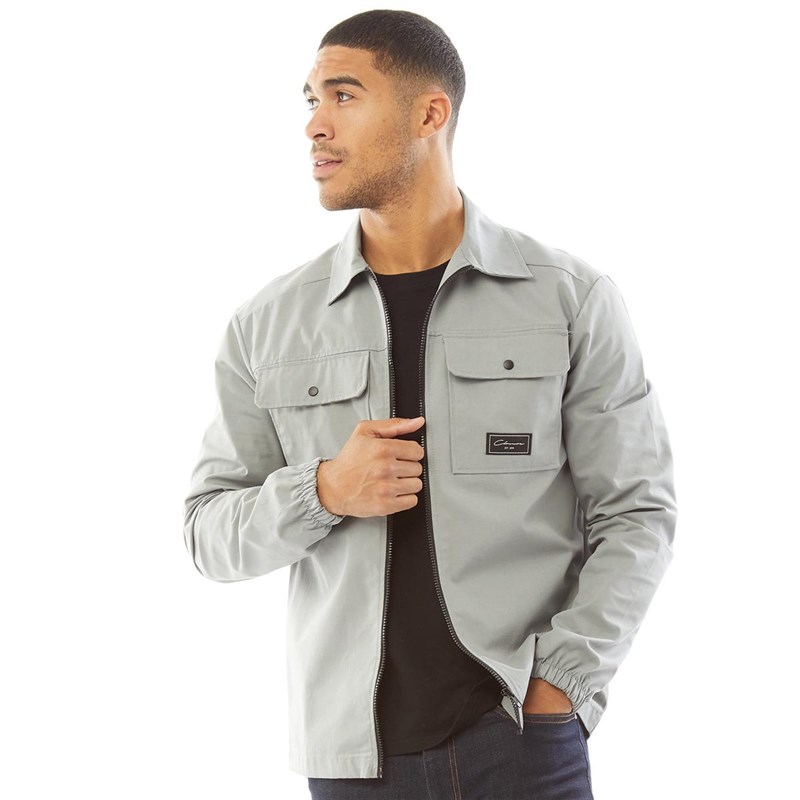 Closure London Herren Utility Overshirt Eis Grau