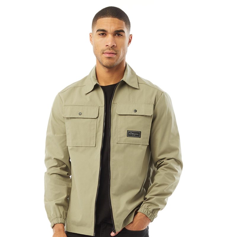 Buy Closure London Mens Utility Overshirt Taupe