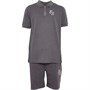 Closure London Boys Smart Logo 1/4 Zip Polo And Shorts Set Charcoal