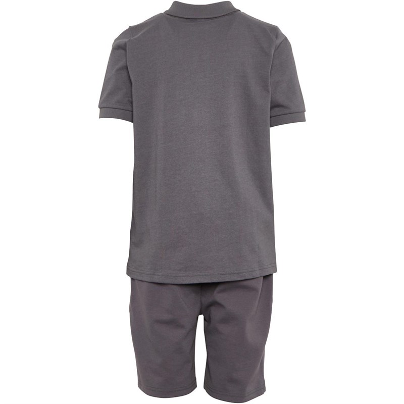 Closure London Boys Smart Logo 1/4 Zip Polo And Shorts Set Charcoal