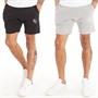 Closure London Mens Script Two Pack Jersey Shorts Black/Grey Marl