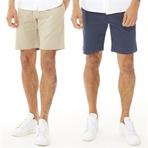 Closure London Mens Two Pack Chino Shorts Navy/Stone