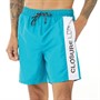 Closure London Mens Panel Logo Swim Shorts Aqua