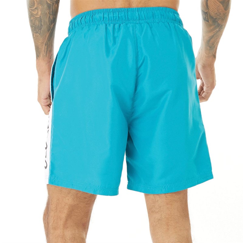 Closure London Mens Panel Logo Swim Shorts Aqua