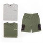 Closure London Boys Pocket T-Shirt And Cargo Shorts Three Pack Set Grey Marl/Khaki