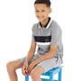 Closure London Boys Signature Panelled Polo And Shorts Co-Ord Set Grey Marl