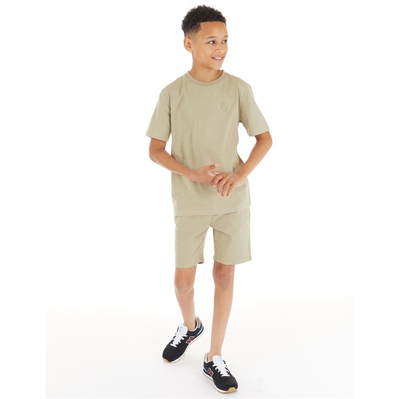 Closure London Boys T-Shirt And Chino Shorts Two Pack Co-Ord Set Sand