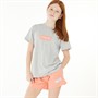 Closure London Girls Box Block Logo T-Shirt And Shorts Set Light Grey Marl/Coral