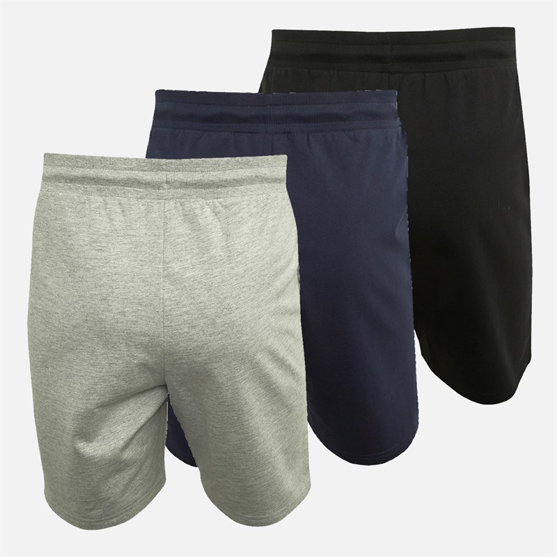 Closure London Mens Initial Three Pack Shorts Navy/Light Grey Marl/Black