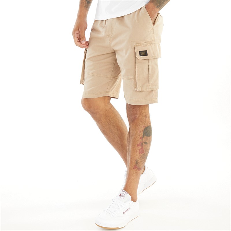 Closure London Mens Utility Cargo Shorts Stone