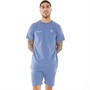 Closure London Herre Tonal Initial T-Shirt og Shorts Co-Ord Vasket Blå